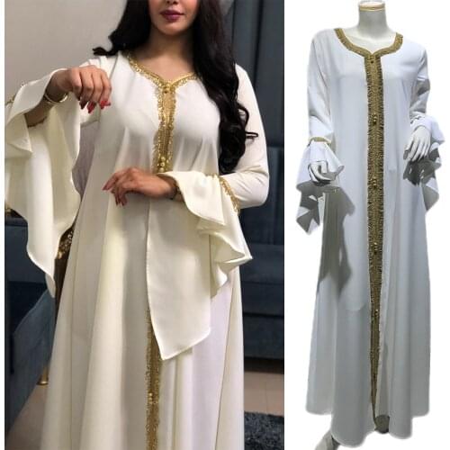 Eid Mubarak Abaya Dubai Embroidery Long Maxi Dress Women Muslim Jilbab Turkish Kaftan Bangladesh Ramadan Gown Islamic Clothing