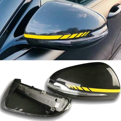 Carbon Fiber Mirror Covers w/ lamp car stickers side mirror cap For Mercedes Benz W205 X205 W222 W213 C63 S63 E63 AMG red/yellow