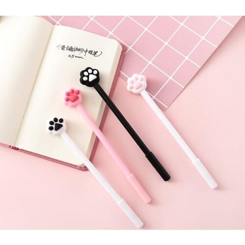 32 Pcs/lot Cute Cat Paw Gel Pen Lovely Pink Heart 0.5mm Signature Pen Escolar Papelaria School Office Supply Promotional Gift