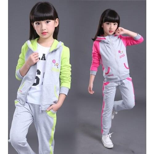 Girls Clothing Sets Spring Autumn Children Sport Suit Casual Hoodies Coat+Pants 2 PCS School Girl Clothes Outfits 6 8 10 12 Year