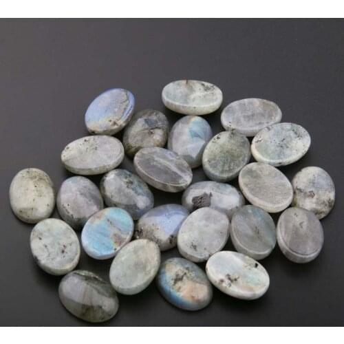 10pcs Natural Stone Flash Labradorite Cabochon Beads Egg Shape Loose Beads for Jewelry Making DIY Ring Earrings Accessories