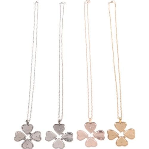 Fashion DIY Jewelry Vintage Heart Shaped 4-layer Photo Locket Necklace Pendant Statement Necklace Wedding Anniversary Jewelry