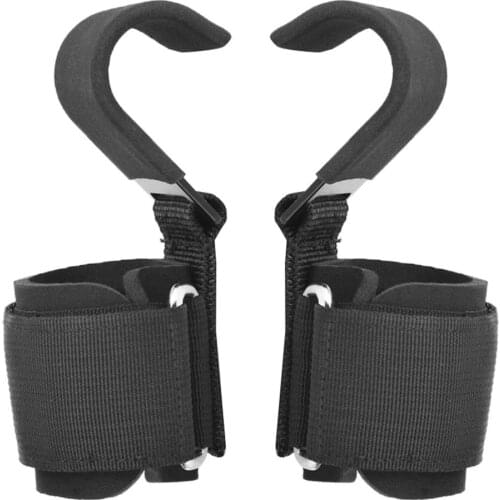Power Weight Lifting Steel Hooks Strap Wrist Grip Gloves Pull Up Bar Support Padded Wrist Grips Bodybuilding Strength Training