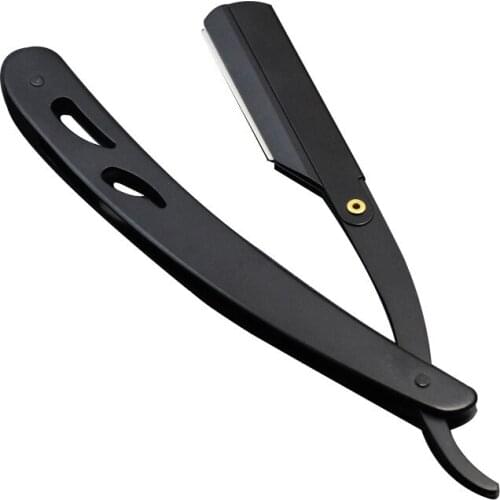 Men Shaving Barber Tools Hair Razor and Blades Antique Black Folding Shaving Knife Stainless Steel Straight razor Holder