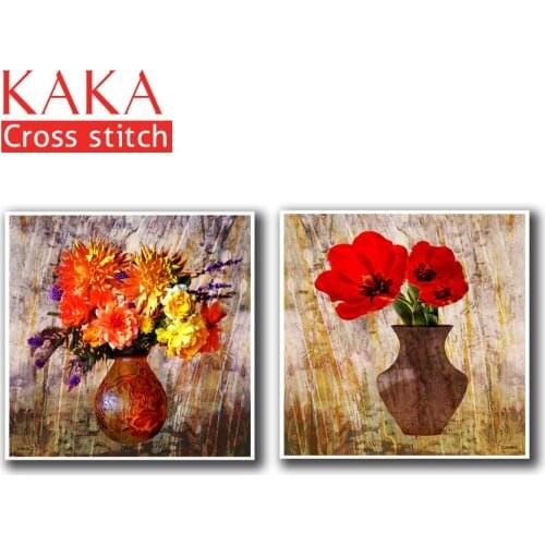 Cross stitch kits,Embroidery needlework sets with printed pattern,11CT-canvas for Home Decor Painting,Flowers Full NCKF048