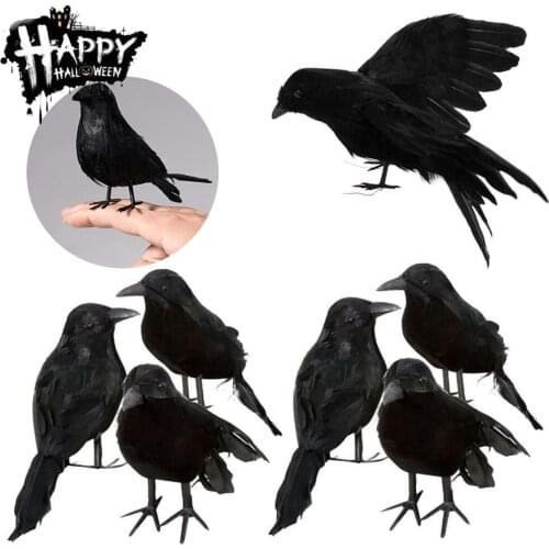 Solid Color Owl Halloween Artificial Crow Black Bird Raven Prop Scary Decoration for Party Event DIY Decorations