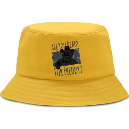 Are You Ready Freddy Funny Bucket Hat Outdoor Casual Fisherman Hats Unisex Foldable Panama Caps Sunscreen Cotton Fishing Cap