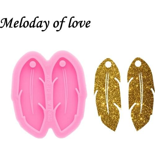 Glossy Feather Earrings Mold Silicone Mould DIY Handmade for Epoxy Resin Jewellery Making Tools DY0587