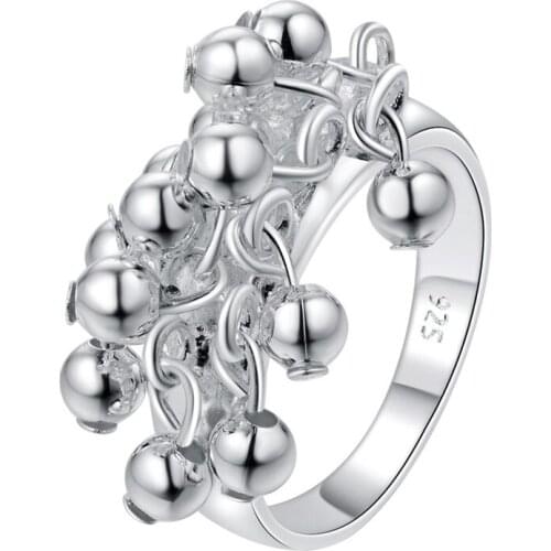 Hot Silver color grape bead finger ring size 6 # 7 # 8 # 9 # Fashion Jewelry pretty cute for woman good quality low price