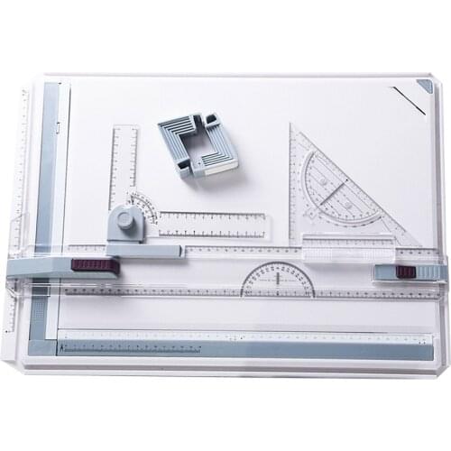 Portable Durable Drawing Board A3 Adjustable Angle Drafting Tables Parallel Rulers Corner Clips Designer Measuring Tool Set