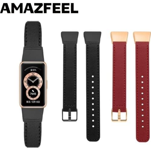 For Huawei Band 6 Strap Genuine Leather Smart Watch Wrist Belt for Honor Band 6 Bracelet Wristband Replacement Band Accessories