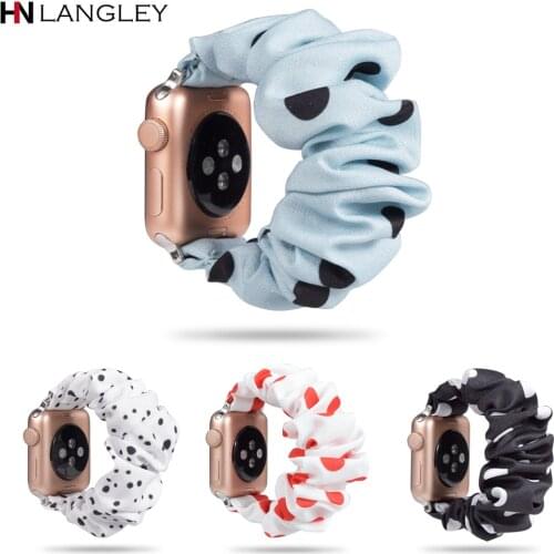 Scrunchie Watch Band for Apple Watch Series 5 4 3 44/40/38/42mm Fabric Bracelet Iwatch Band ElasticThick Replacement Women Strap