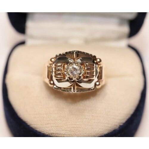 ANTIQUE ORIGINAL 18K GOLD NATURAL DIAMOND DECORATED VICTORIAN RING