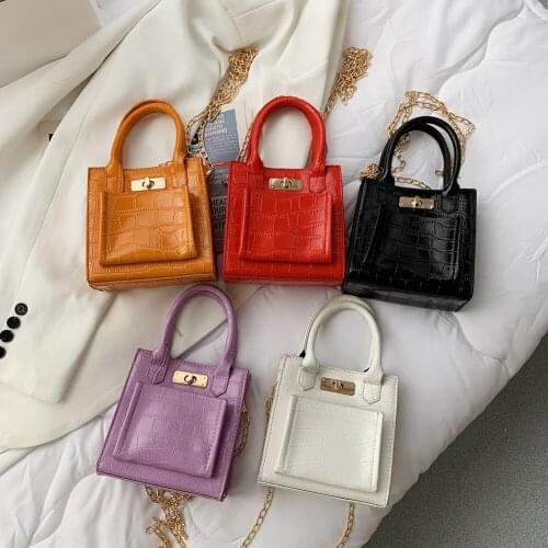 2021 Stone Pattern PU Leather Crossbody Bags For Women Chain Female Shoulder Handbags Mini Purses Shopper Travel Cross Body Bag