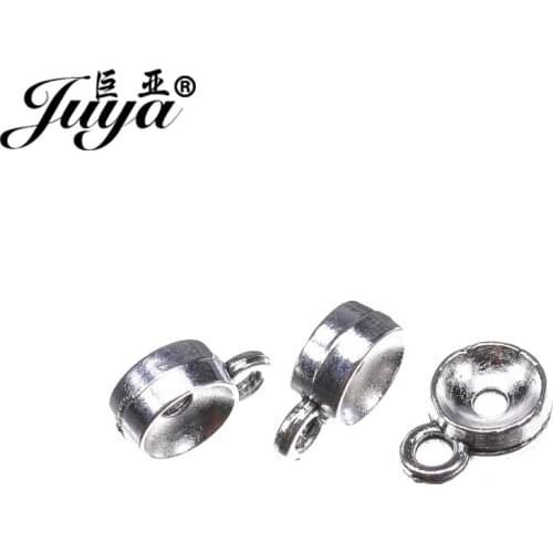 JUYA Tibetan Silver Bail Beads for Jewelry Making Diy 9x6.5mm 50pcs/lot Bracelet Handmade Crafts Cheap Metal Connector DA0012