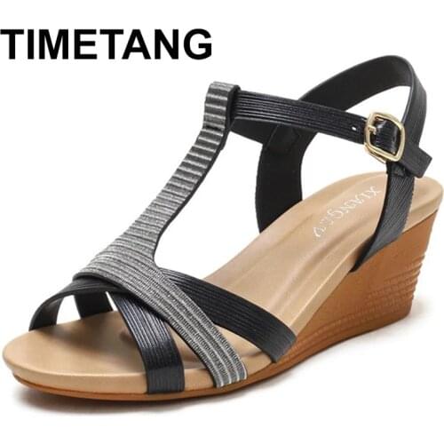 TIMETANGPlatform Wedges Womens Sandals Fashion Sexy Large Open-toe High Heels Summer Bohemia Anti-slip Casual Beach Pumps Shoes
