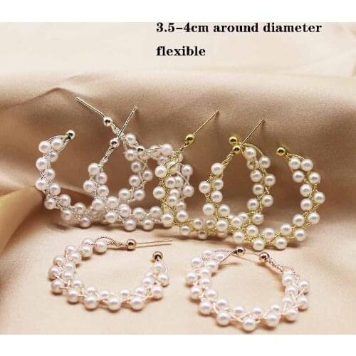 Zerong 2020 Womens Semicircle Geometric Earrings Imitation Pearl Fashion Ear Ring C-shaped Girl Earrings Jewelry Accessories