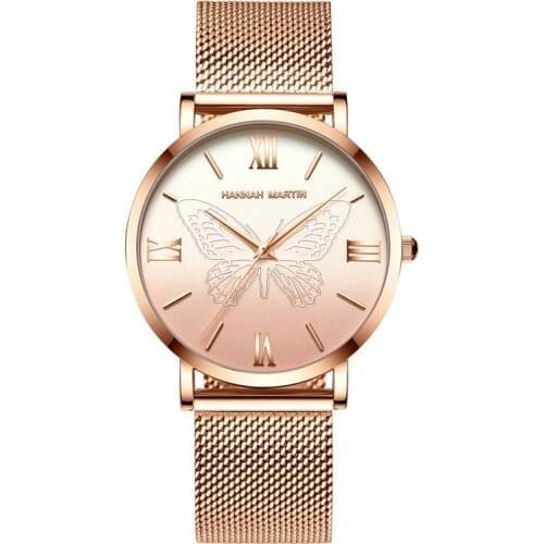 Womens Watches 2021 British Niche Ins Style Temperament Japanese Movement Steel Mesh Strap Watch Butterfly Ladies Bracelet