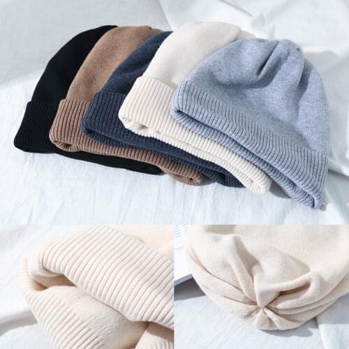Winter Hats For Women Beanies Korean Wool Knitted Cap Ladies Simple Warm Bonnet Gorras Hat With Button Korean Style New