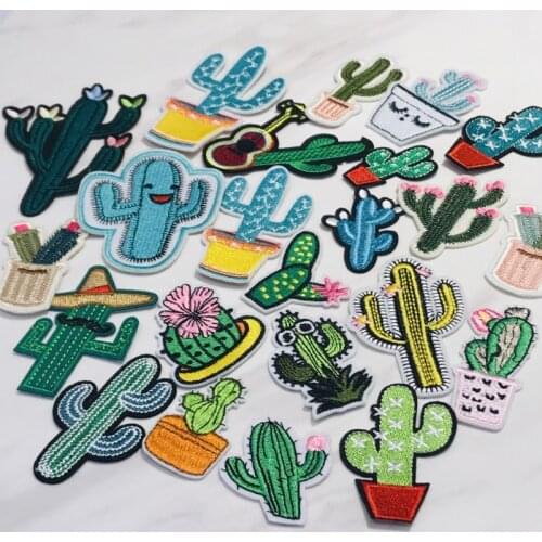 1pcs Cactus plant potted Embroidery Sew On Patches Sewn Applique Sew Badge Craft Embroidered DIY For women Clothes Trousers