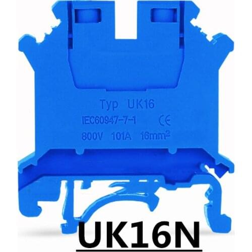 10PCS/LOT UK16N grey /blue color universal terminal blocks/connection terminal Din rail,G type TH type guide rail used UK-16N