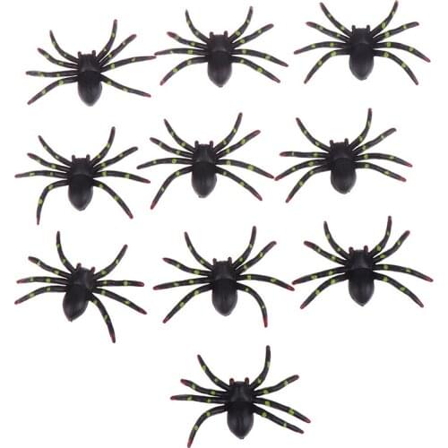 10pcs Novelty Halloween Black Spider Prank Joking Birthday Toys DIY Decorative Spiders 8*5CM Spider Party Props