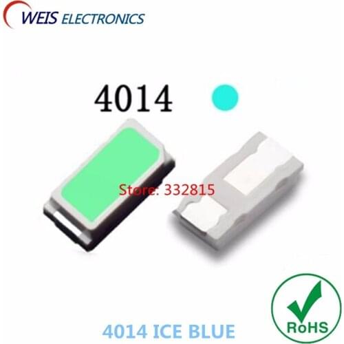 100PCS 4014 ICE BLUE LED SMD SKY BLUE 22-24lm 3.0-3.2V car lamp light beads RoHs Free shipping