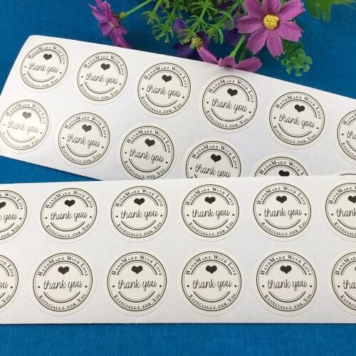 1200PCS/Lot 3cm circular THANK YOU White Handmade With love Circle Stickers Labels Paper Scrapbook Seal Adhesive Label