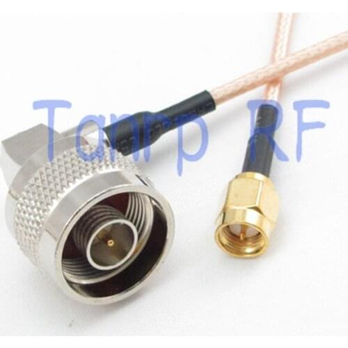 2PCS 20INCH N male plug right angle to SMA male RF adapter connector 50CM Pigtail coaxial jumper cable RG316 extension cable