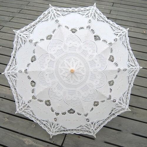 2021 New 38 inch Fashion Elegant Umbrella Long-handle Non-automatic Lace Parasol For Wedding Party Photography Props Umbrella