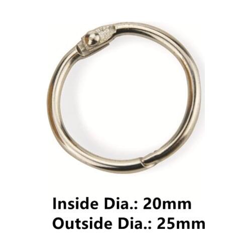 50pcs/Lot 20mm Metal Loose Leaf Book Binder Hinged Rings Keychain Album Ring Scrapbook Binders Craft Photo Album Split