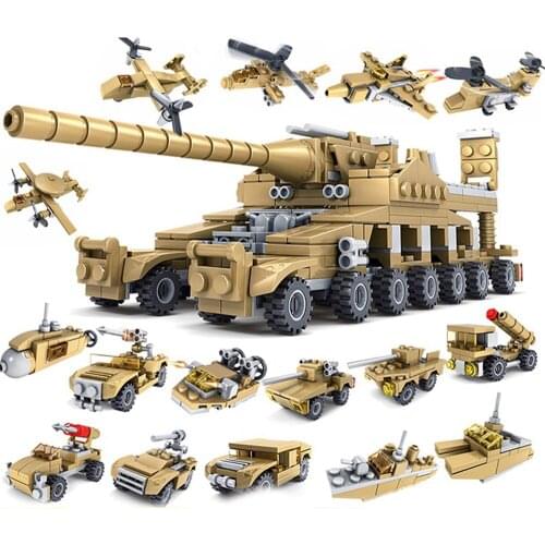 544pcs Military Weapons Super Tanks Building Blocks Vehicle Tank Aircraft Assemblage Sets Educational Bricks Toys For Children
