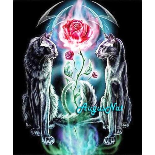 Cats diamond painting cross stitch full round rose flower wall art diy diamond dotz diamond paint on canvas crystal drawing gift