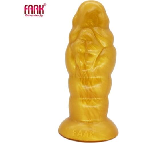 FAAK golden butt plug with suction cup silicone anal plug ex toys for men muscle texture anal dilator sex products masturbate s