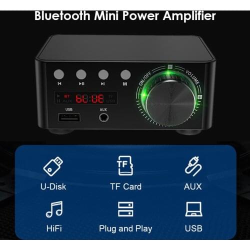 Bluetooth 5.0 Stereo Amplifier Receiver Digital Power Amp 2CH Class D Mini HiFi for Home Speaker 50W x 2 TPA3116