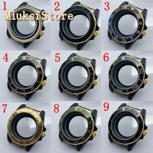 40mm sterile black PVD case transparent glass case back sapphire glass fit NH35 36 ETA2836 Miyota8205 8215 821A DG2813 3804
