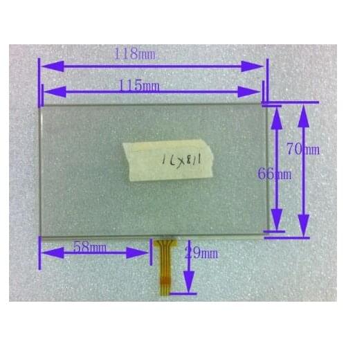 Free Shipping 5 line resistance touch screen handwritten Total 118 *71mm 117* 70 mm Gps touch screen digitizer