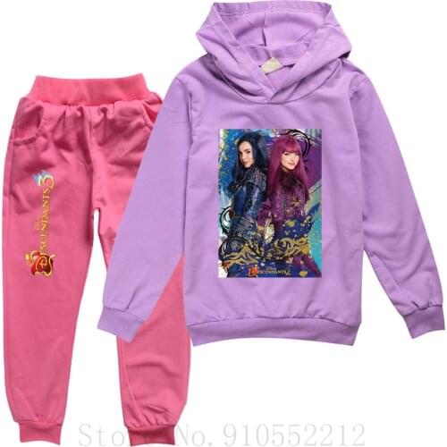 Disney Descendant 3 Hoodies Tracksuit Full Sleeve Hoodied Sweatshirt Pockets Pants Suit Two Piece Set Outfits sweatsuit