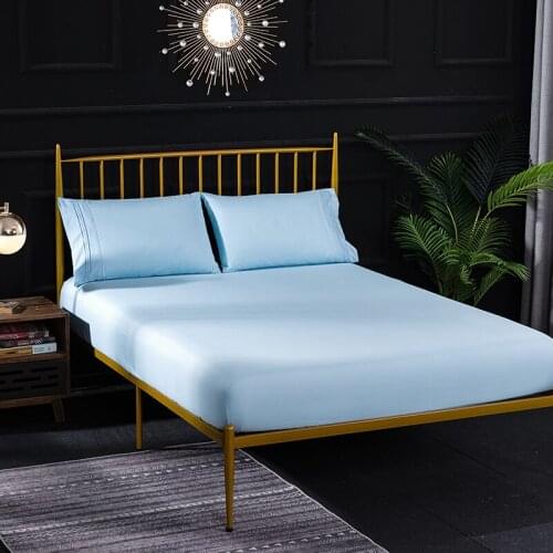 Home Anti-Slip Mattress Protector Cover Solid Color Fully Wrapped Fitted Bed Sheet with Elastic For Adult Twin Full Queen King