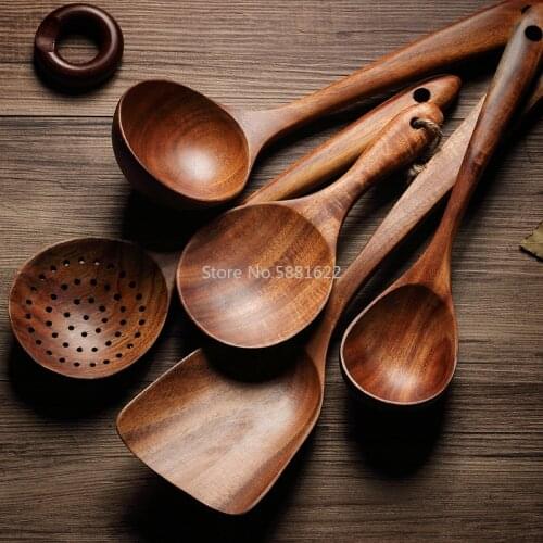 Household Spatula HighTemperature Resistant Wooden Spatula Nonstick Special Small Wooden Spoon for Eating Long Handle Soup Spoon