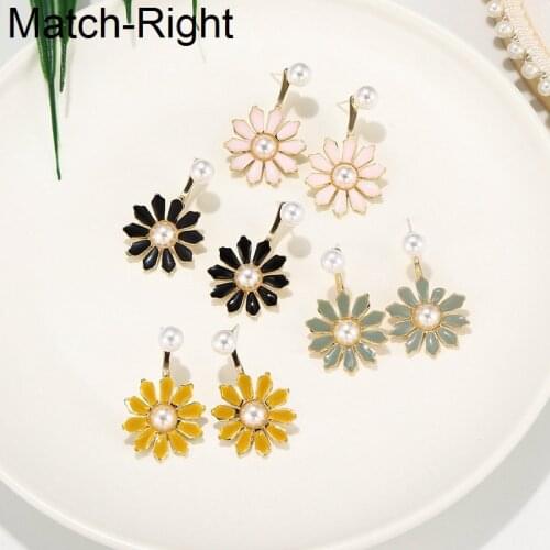 Match-Right Statement Cute Flower Earrings For Women Brincos Korean Pearl Dangle Drop Earrings Pendant Female Jewelry SP878