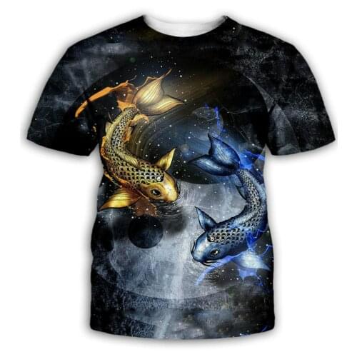 Fish 3D effect T-shirt mens casual fashion Harajuku T-shirt cool unisex T-shirt 2021 summer loose and comfortable