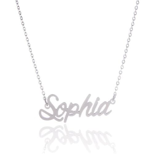 AAA Quality Customized Stainless Steel Necklace Nameplate Choker Pendant English Name Jewelry Necklace 45 Fonts Necklace