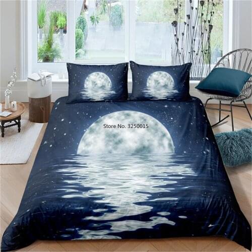 3D Bedding Set Moon Night View Duvet Cover Set with Pillowcase Bedding King Queen Full Double Single Size Bedding Set King Size