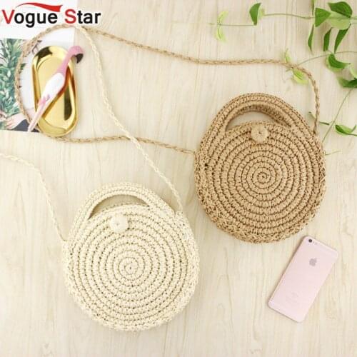 2020 New Round Straw Beach Bag Summer mini Vintage Handmade Crossbody Bag Girls Circle Rattan bag Small Bohemian Shoulder bag
