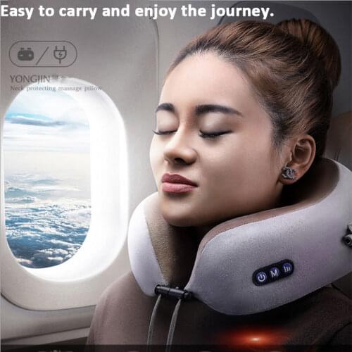 Multifunctional Massage Pillow Electric Neck Massager Portable Health Care Cervical Massage Device Travel U-shaped Pillow