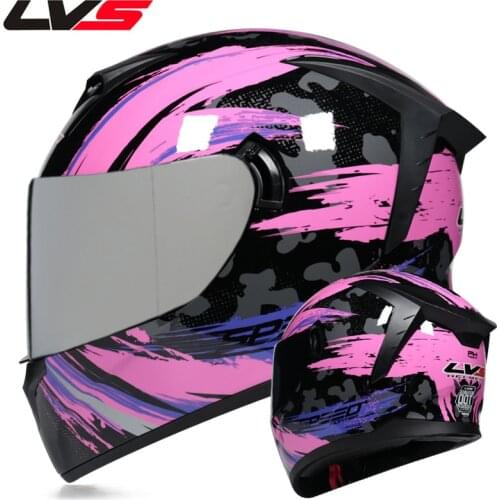 2021 New Arrival LVS Full Face Racing Helmet Motorcycle Dual Lens Casco Moto for Man Women Light Weight Motocross Helmet DOT