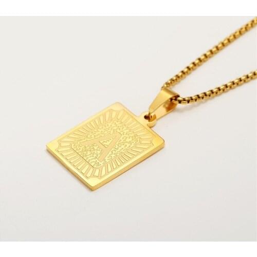 Mens Necklaces Goth Stainless Steel Gold Color 26 Letter Pendant Accessories Trend Punk Party Men Chain Necklace Jewelry