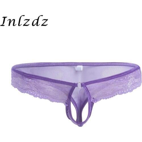 Mens Exotic Lingerie Underwear with Penis Hole Lace Mesh Briefs See ThroughBikini Underwear Hot Sexy Transparent Panties for Sex