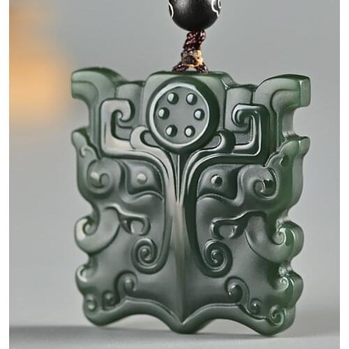 Natural Jade Pendant Hand Carved Jadeite Necklace Men Pendants Charm Jewelry Necklace Fashion Accessories